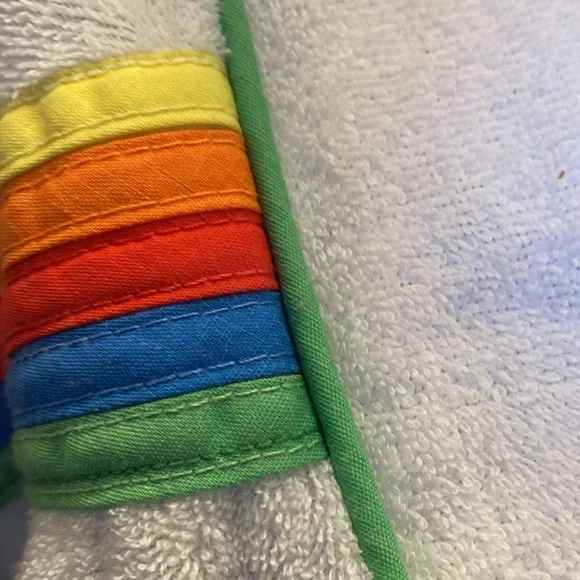 Plaza 9 Vintage Terri Cloth Short Bath Robe with Individually Sewn Rainbow Strip - Picture 8 of 11